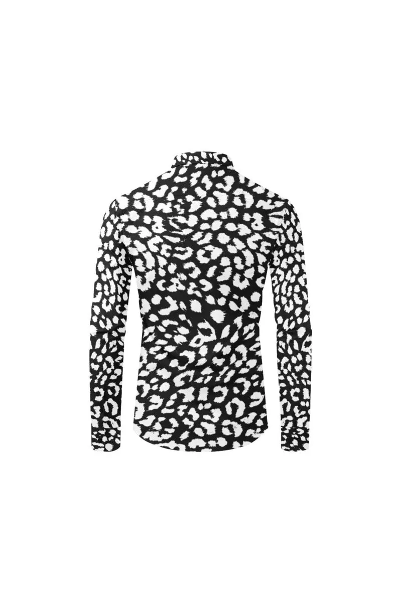 Leopard Print Men's All Over Print Casual Dress Shirt