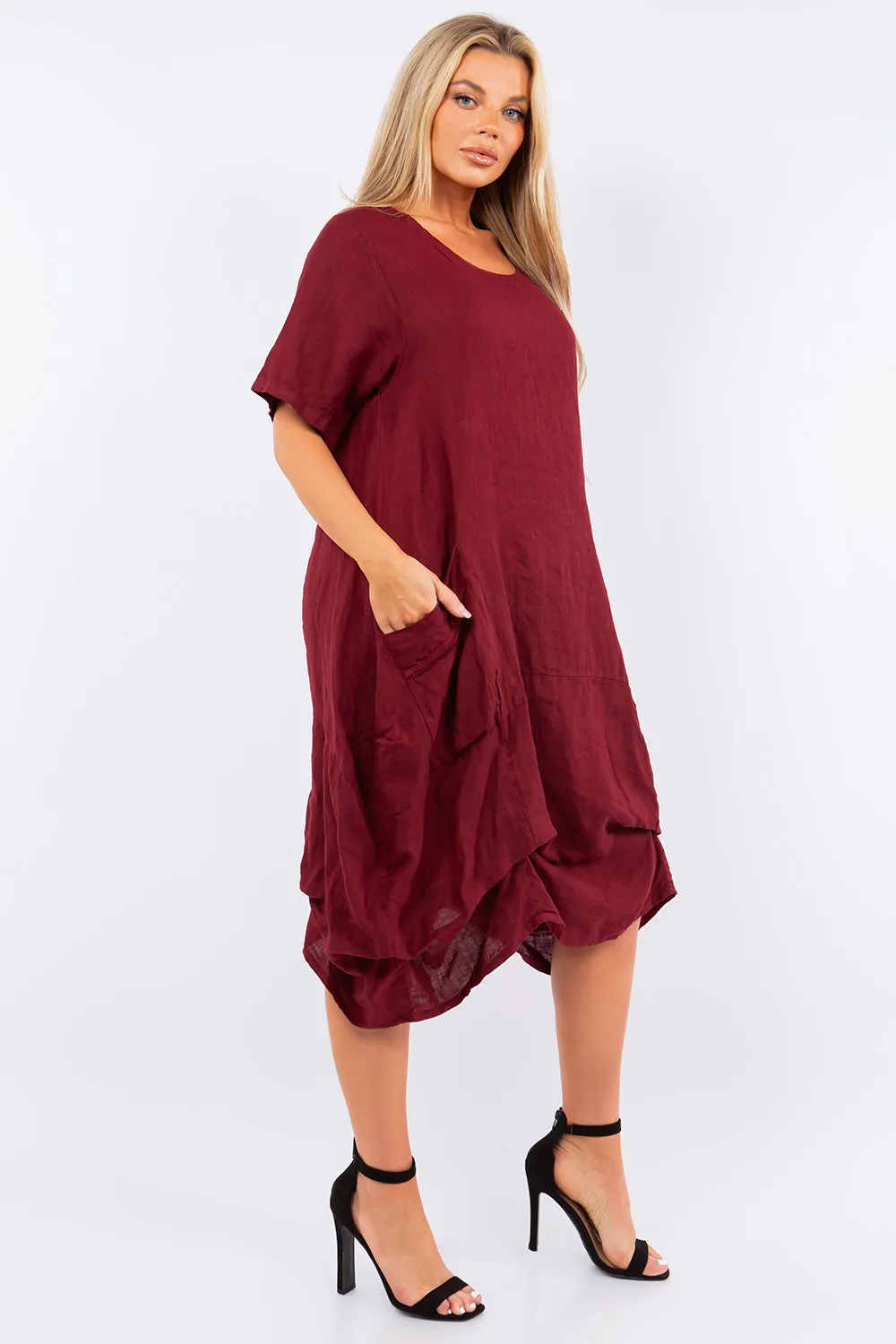 Long  Italian Linen Tie Bottom Dress