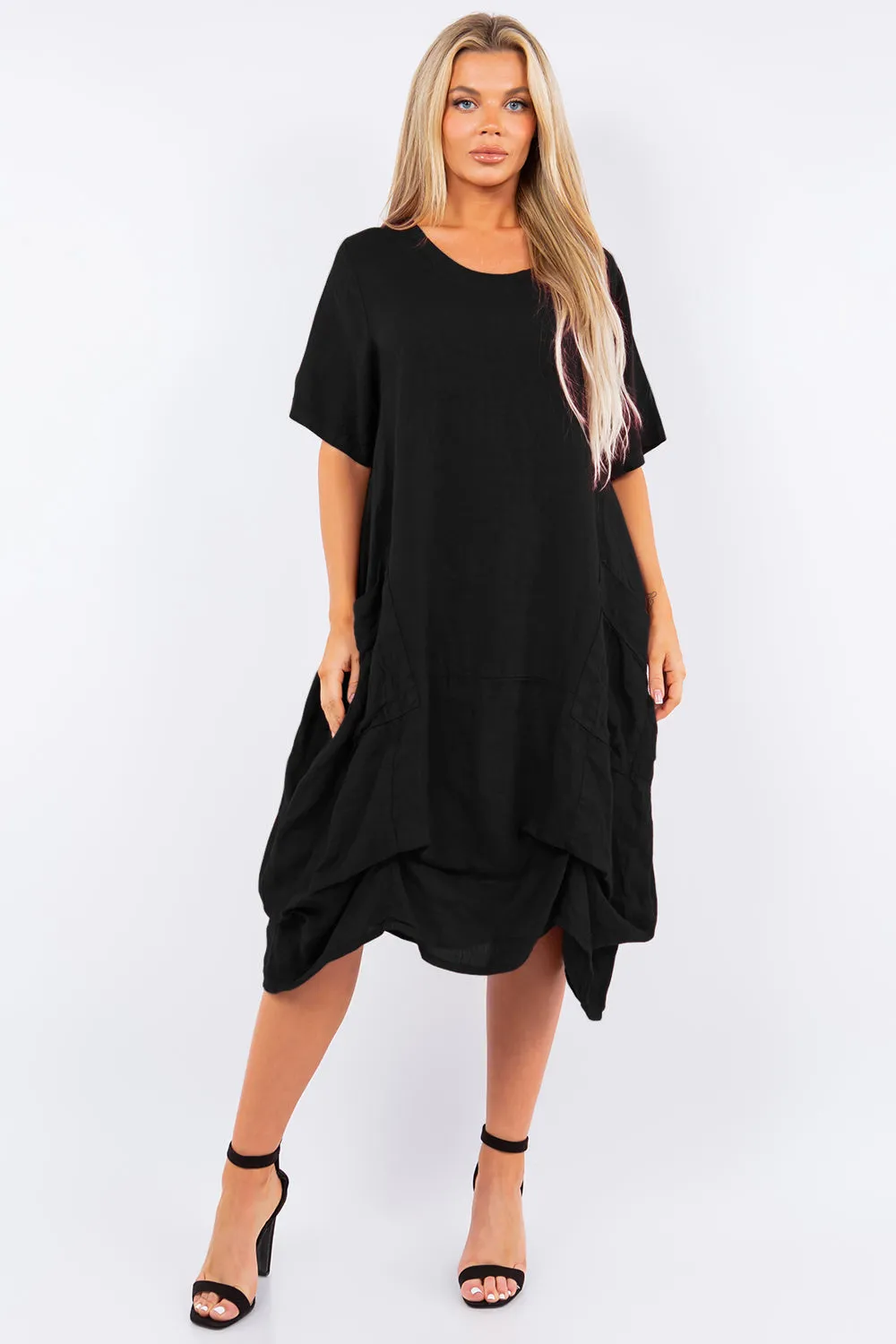 Long  Italian Linen Tie Bottom Dress