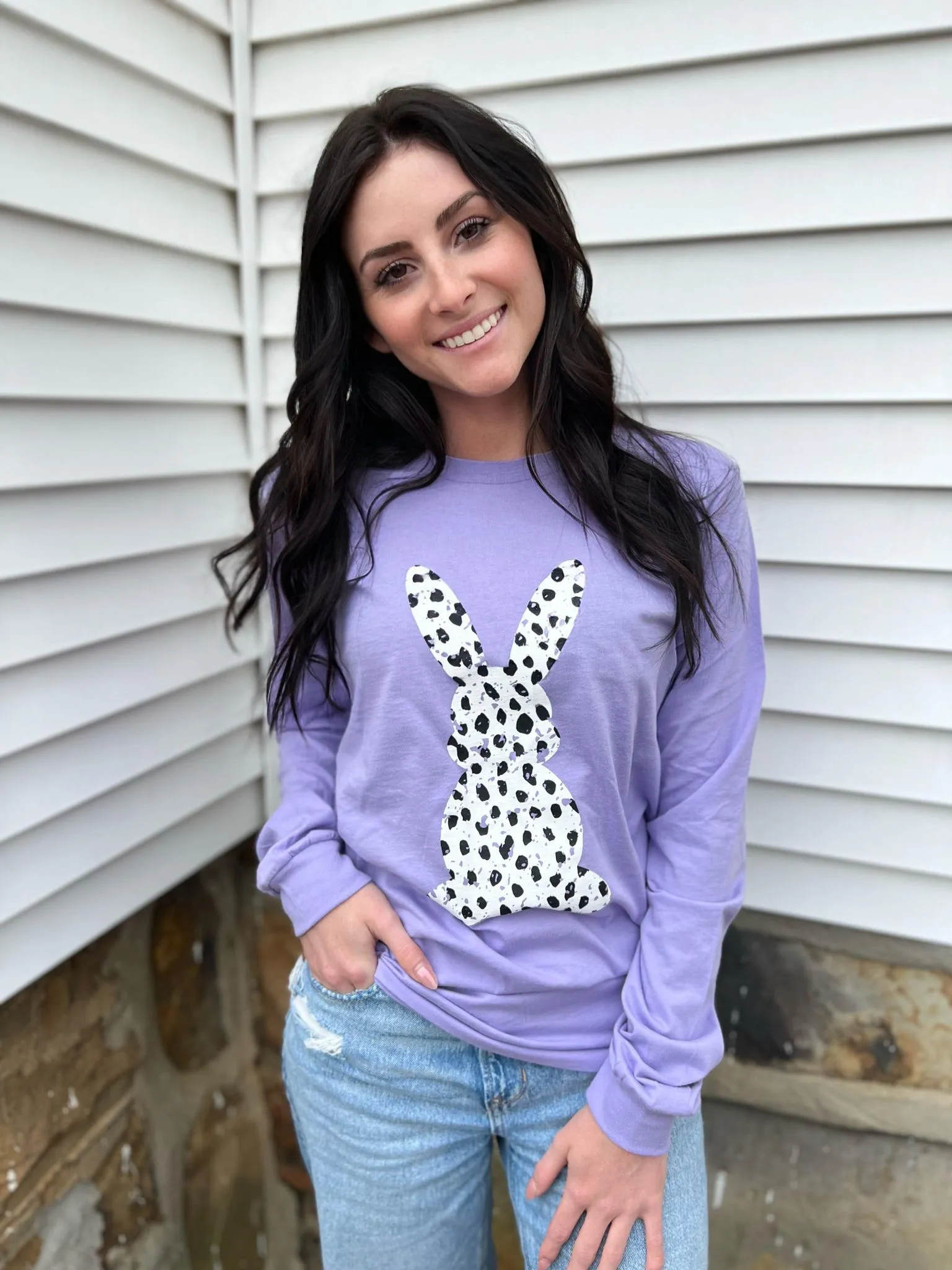 Long Sleeve Dalmatian Print Bunny Tee