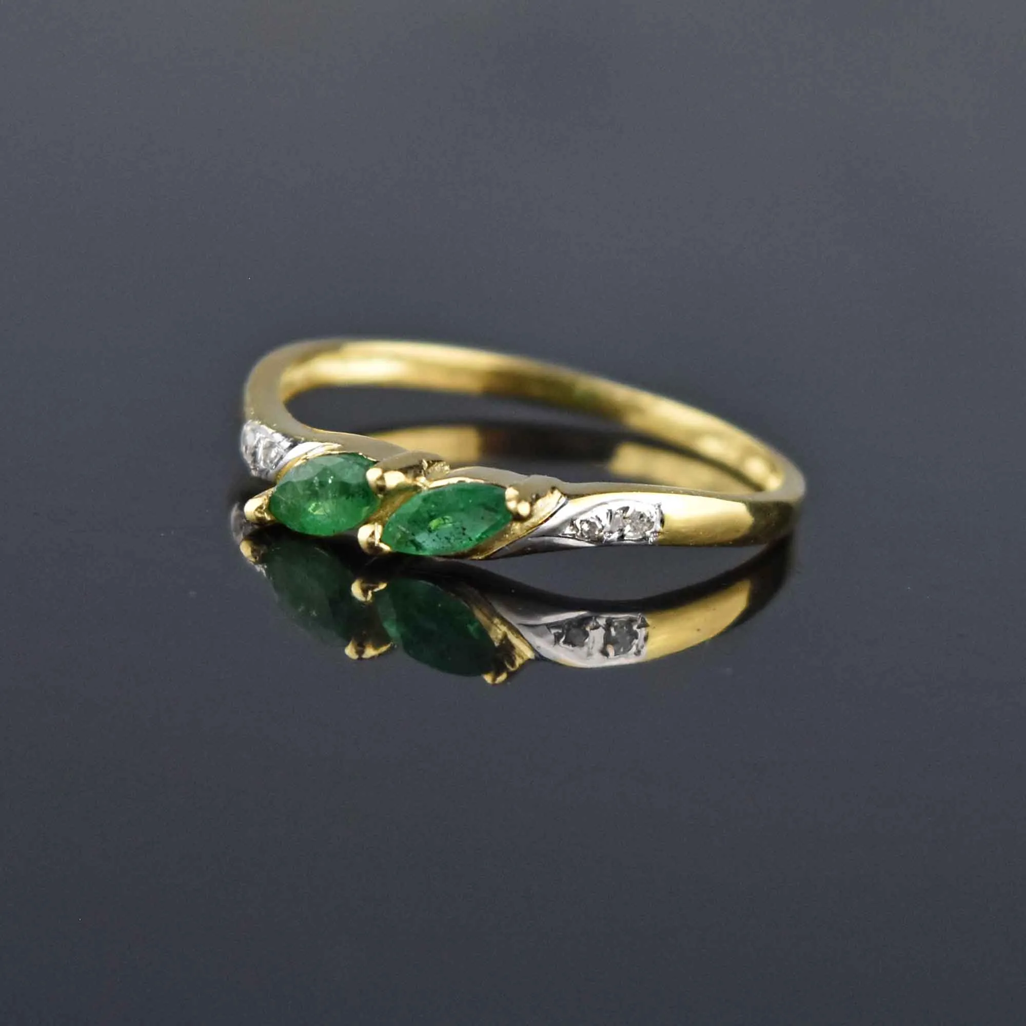 Marquis Natural Emerald Diamond 14K Gold Ring