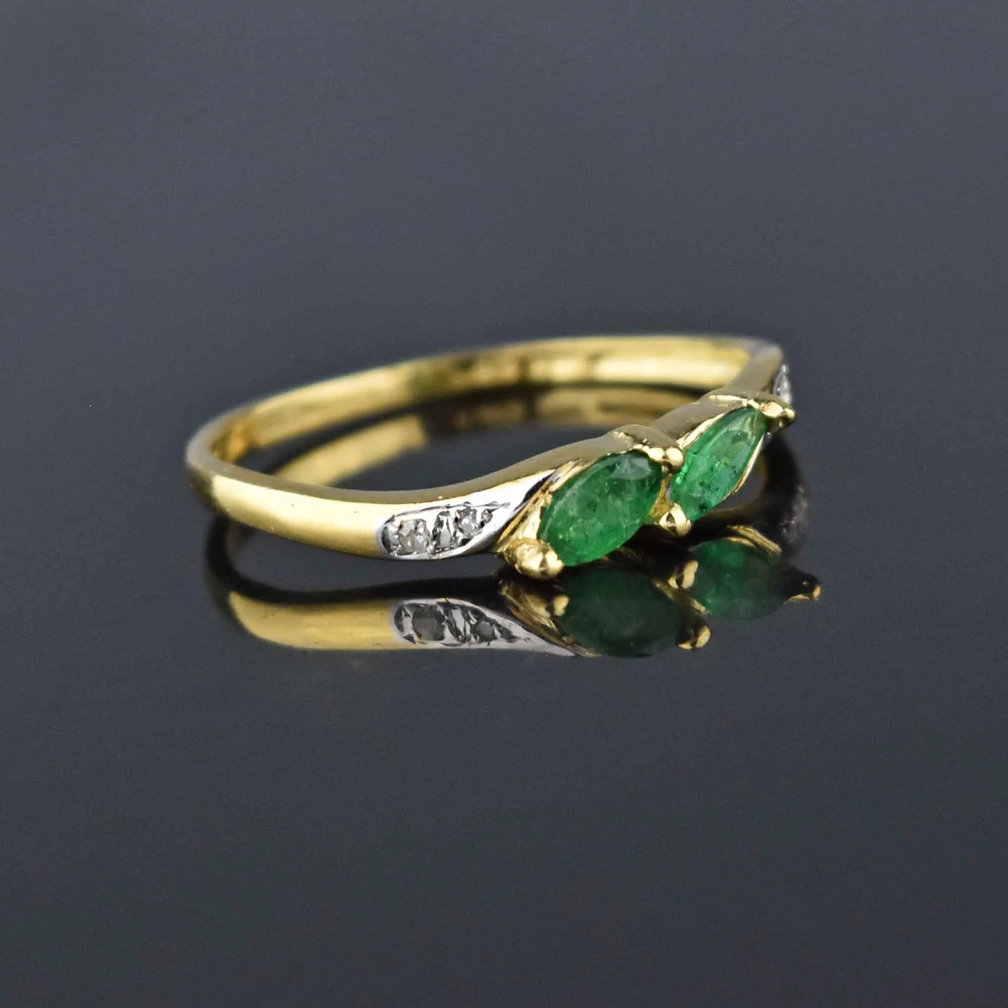 Marquis Natural Emerald Diamond 14K Gold Ring