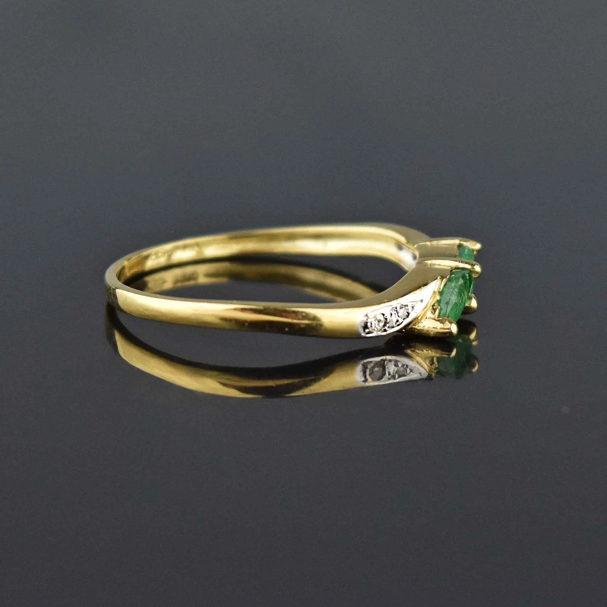 Marquis Natural Emerald Diamond 14K Gold Ring