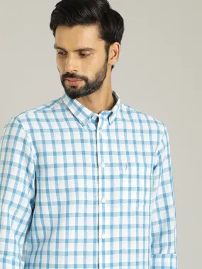 Men Checked Full Sleeve Linen Blend Shirt