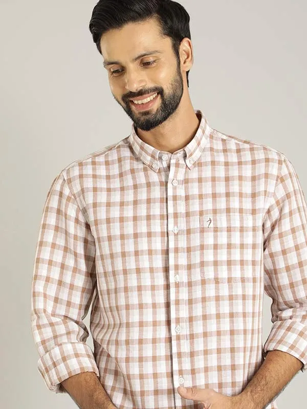 Men Checked Full Sleeve Linen Blend Shirt