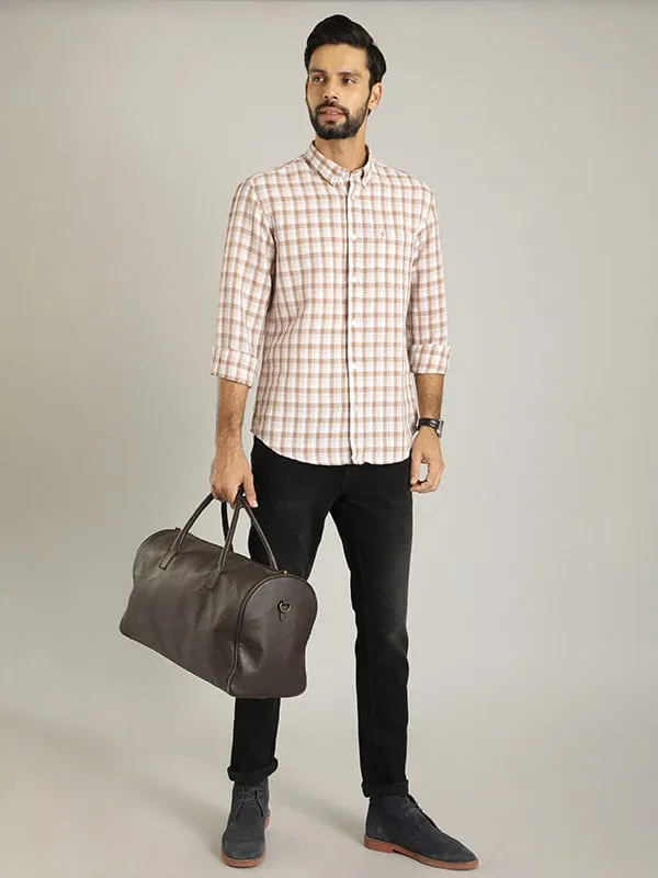 Men Checked Full Sleeve Linen Blend Shirt