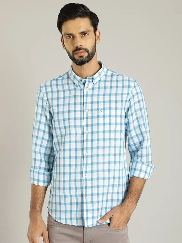 Men Checked Full Sleeve Linen Blend Shirt