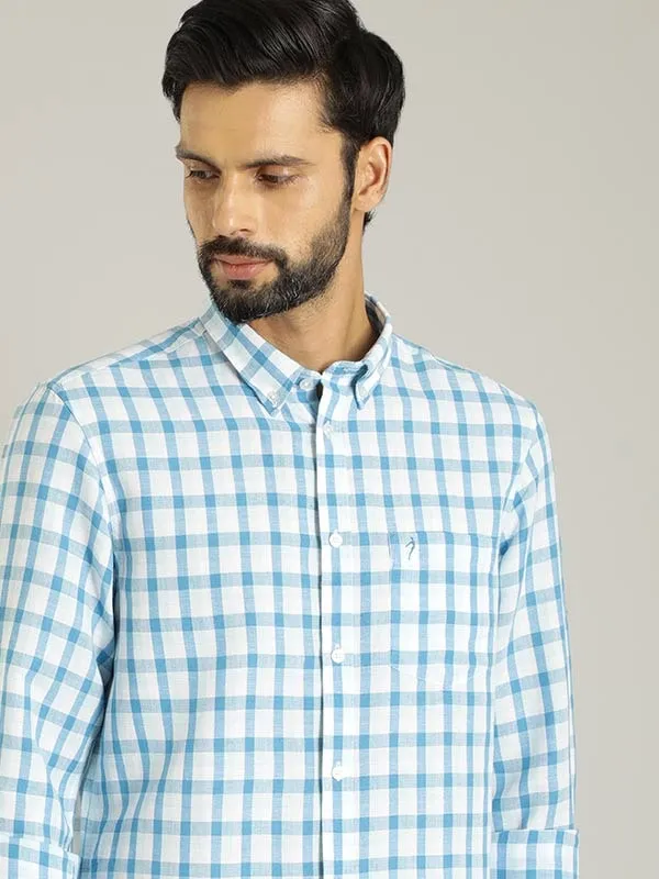 Men Checked Full Sleeve Linen Blend Shirt