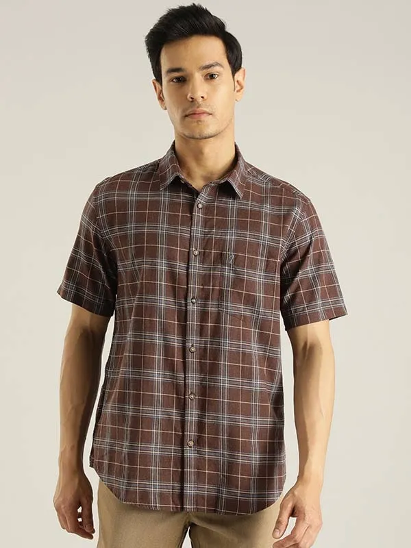 Men Checked Half Sleeve Cotton Shirt