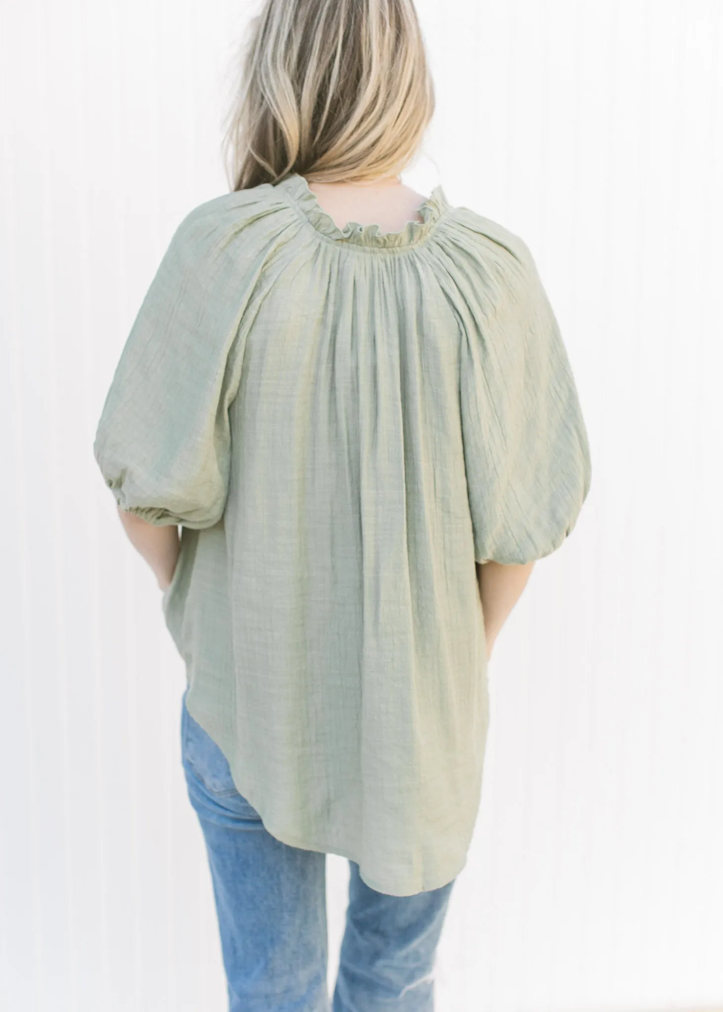 Olive Ruffle Top