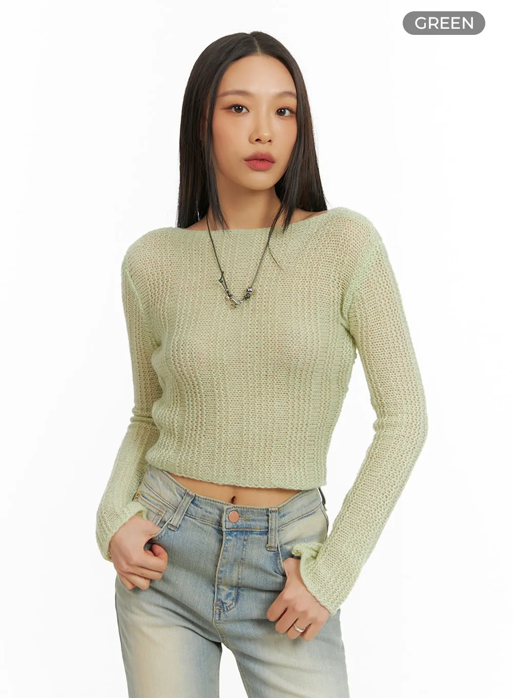 Open Back Knit Crop Top IA417