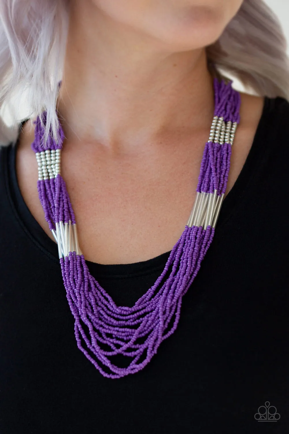 Paparazzi Necklace ~ Let It BEAD - Purple Seed Beads Necklace