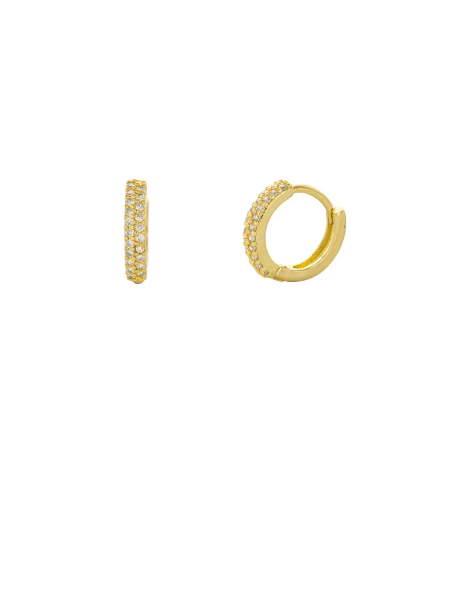 Pave CZ Huggie Hoops