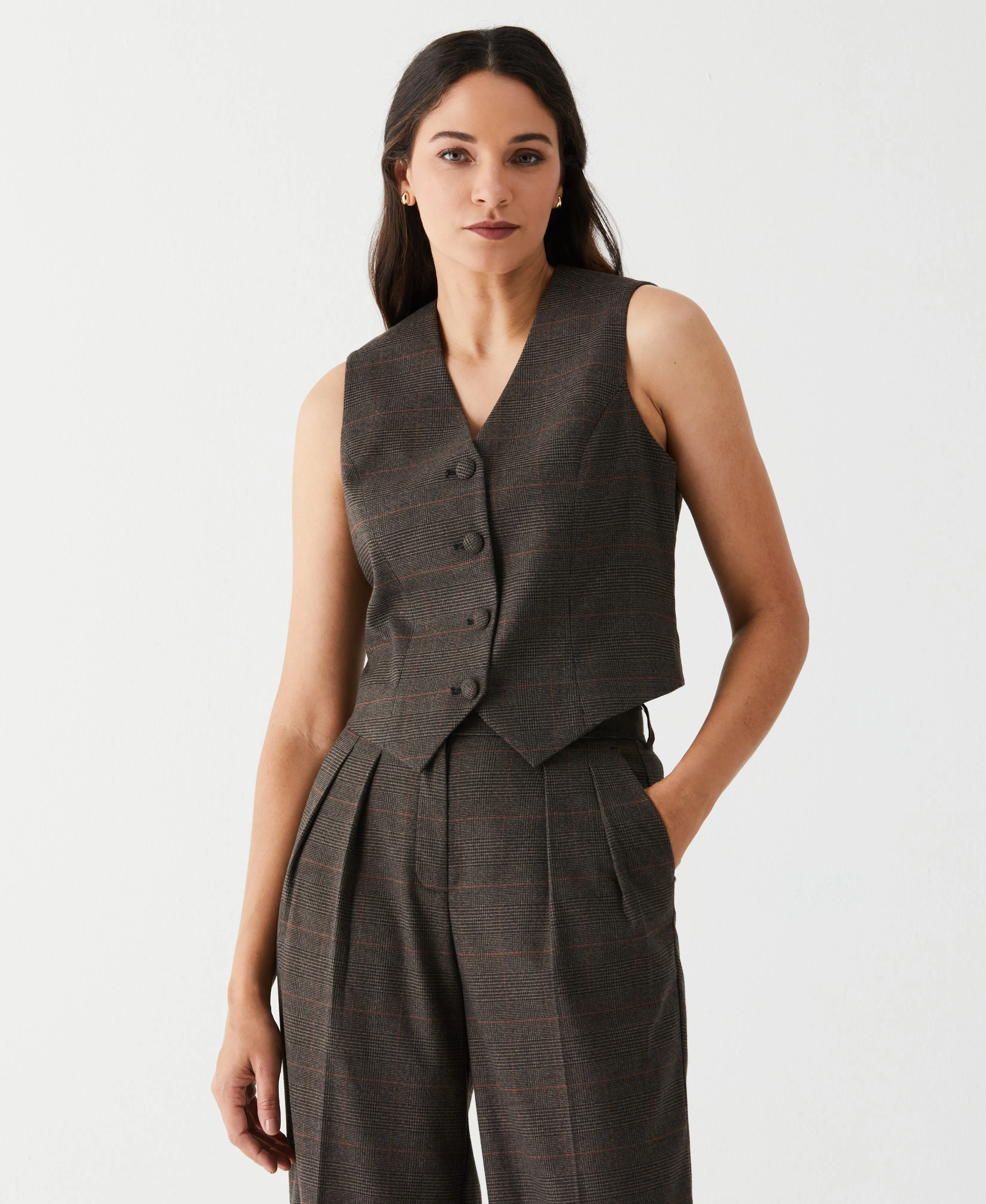 Plaid Vest Suit Set