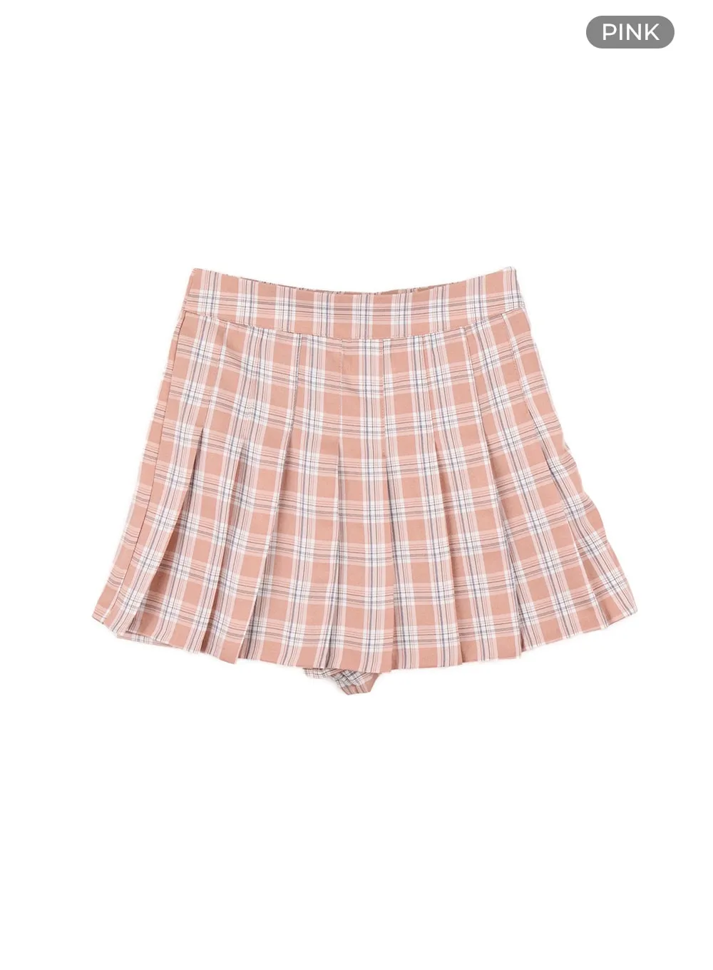 Pleated Check Mini Skirt OM420