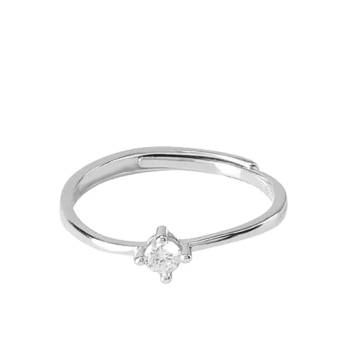 Pure 925 Silver Solitaire Ring [ Adjustable Size]