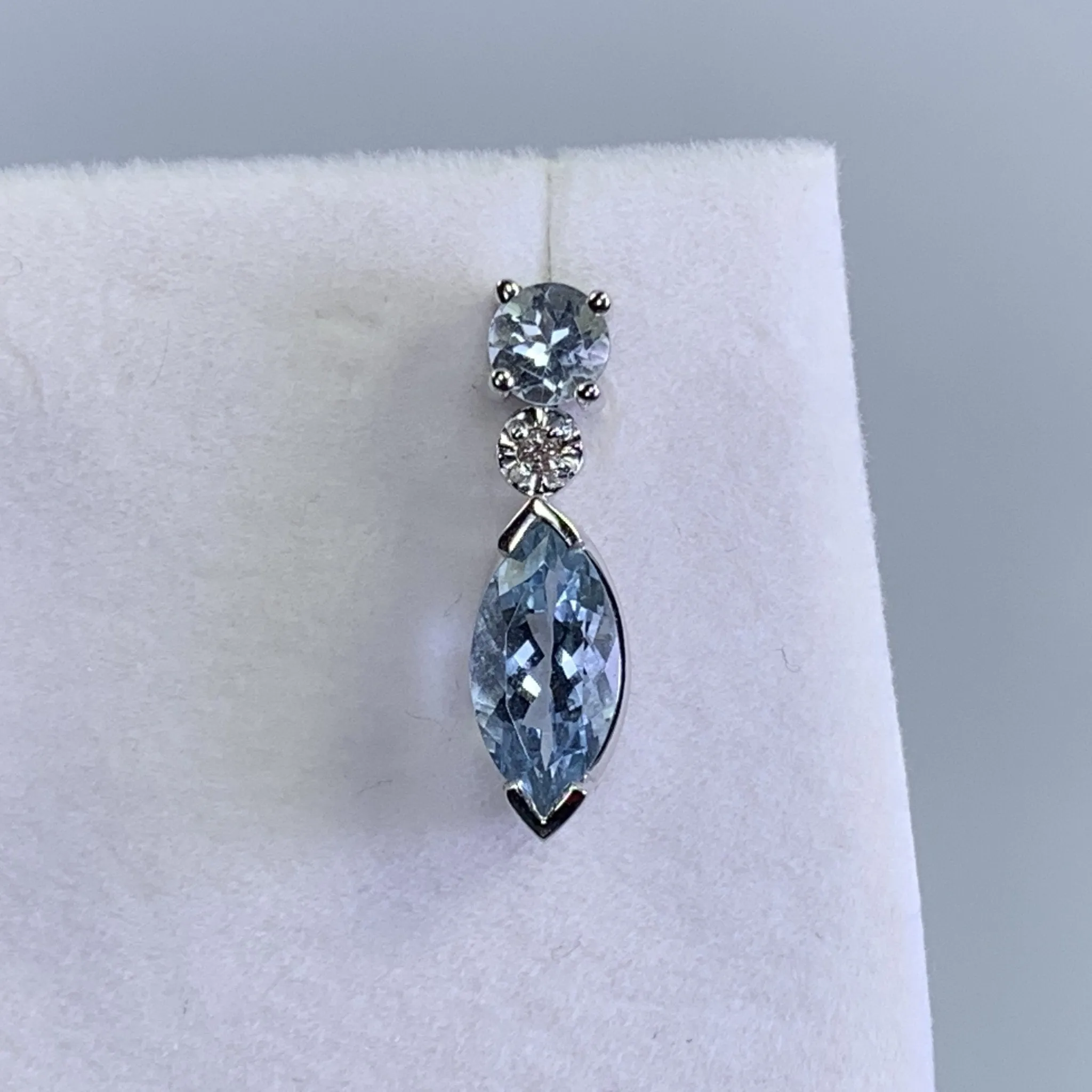 RESERVED LISTING for GM1321 1970s Aquamarine Drop Earrings set in 14K White Gold. Perfect Something Blue Wedding Jewelry.