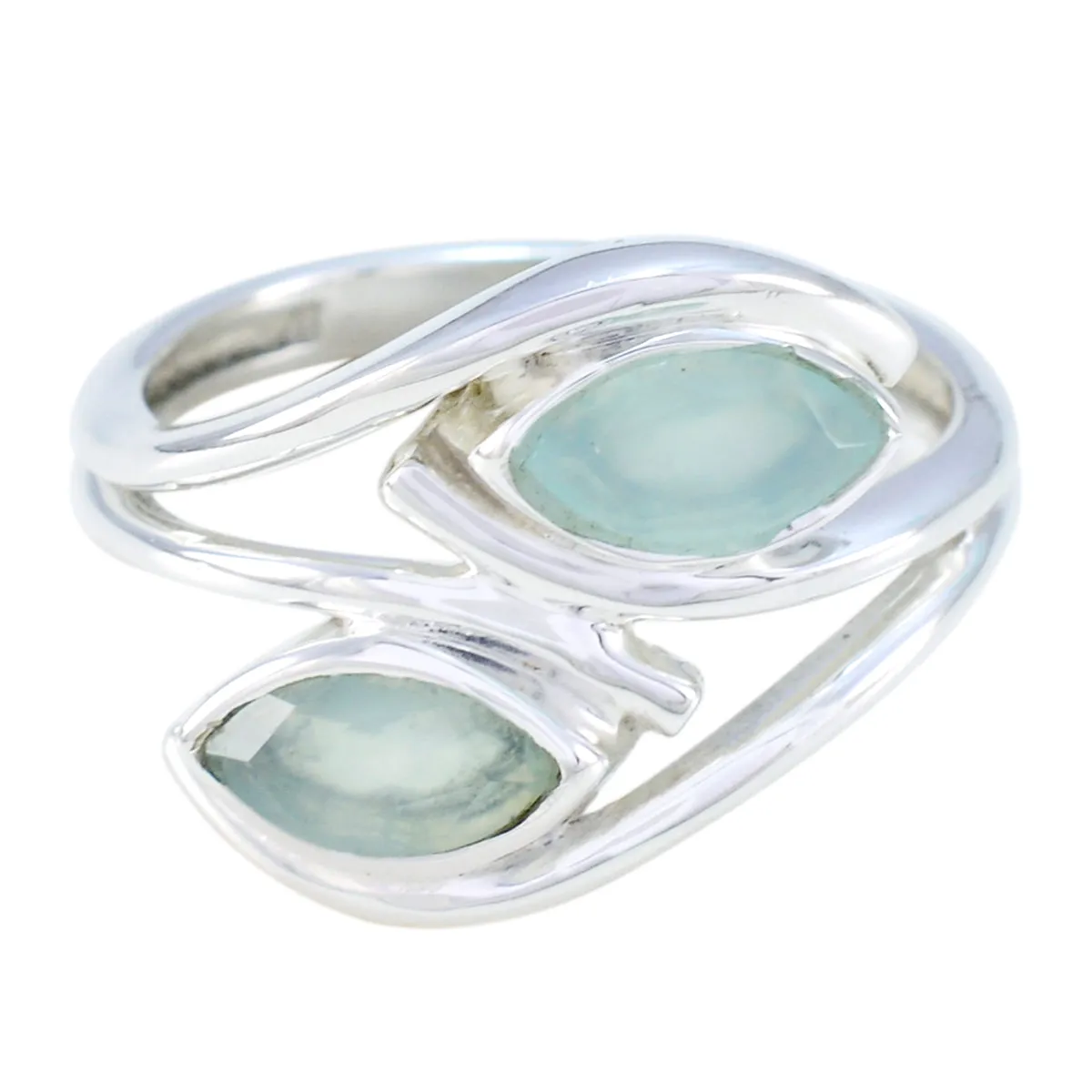 Riyo Desirable Gemstones Aqua Chalcedony Silver Ring Greatest Item