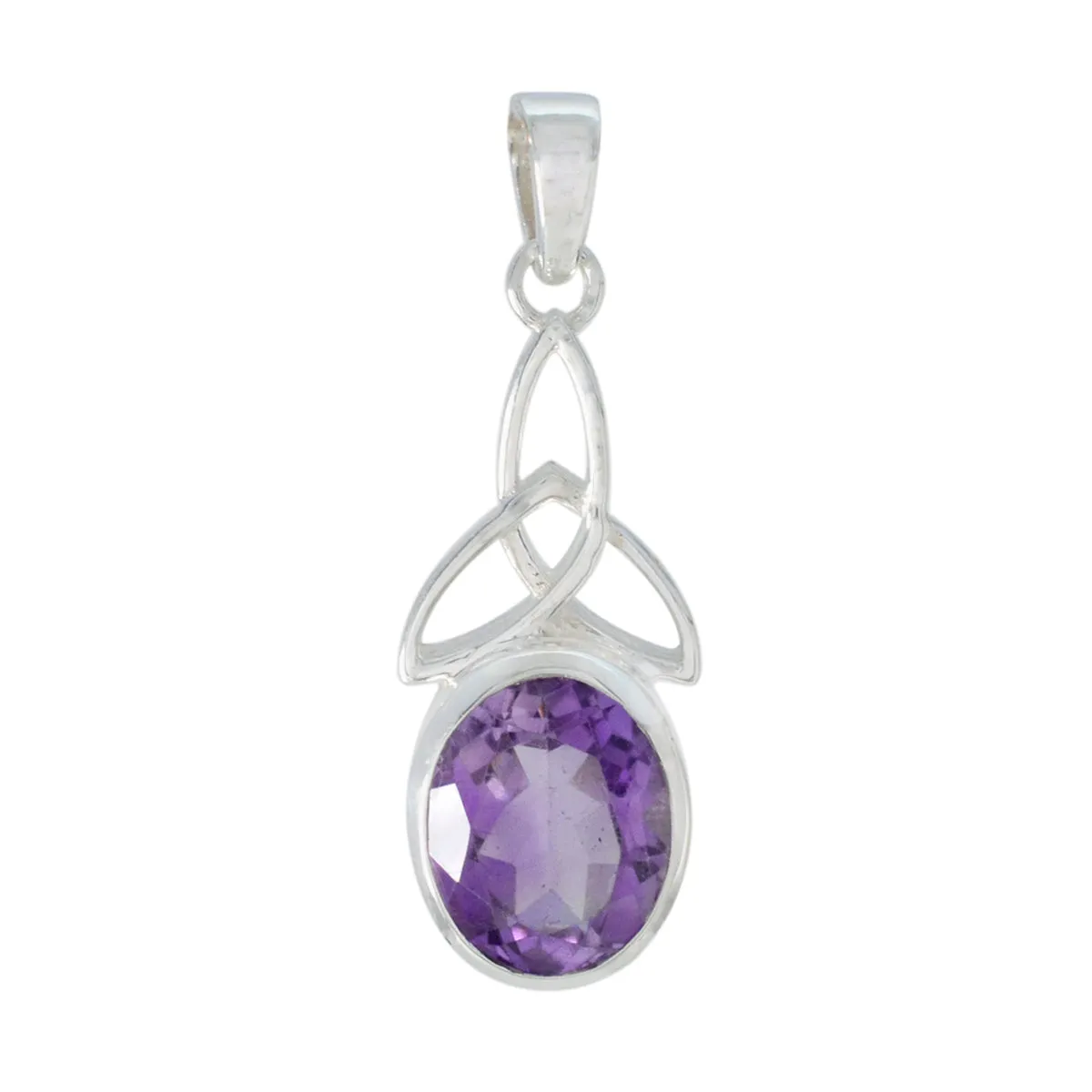 Riyo Foxy Gemstone Oval Faceted Purple Amethyst 982 Sterling Silver Pendant Gift For Good Friday