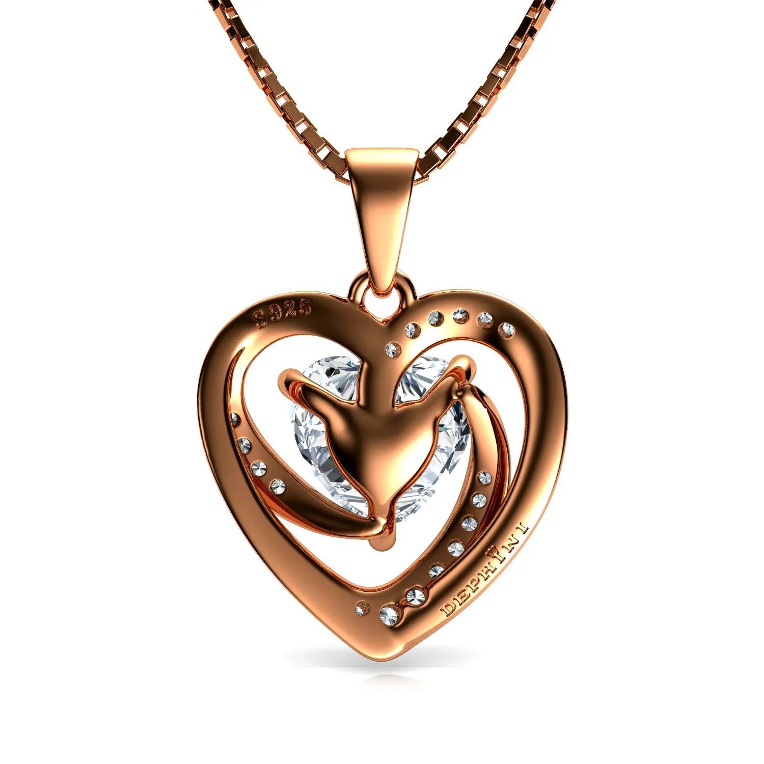 Rose Gold Necklace - 18ct Gold Plated 925 Sterling Silver Dephini