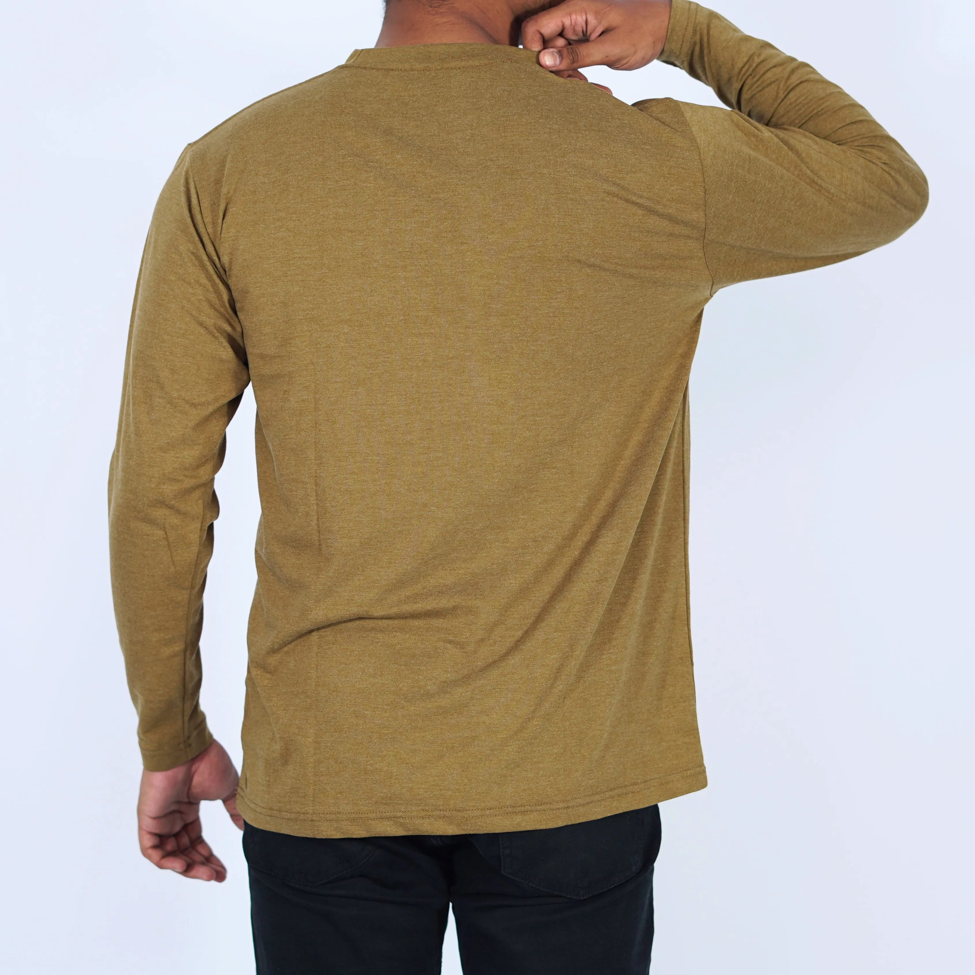 Round Neck Brown Yellow Full Sleeve