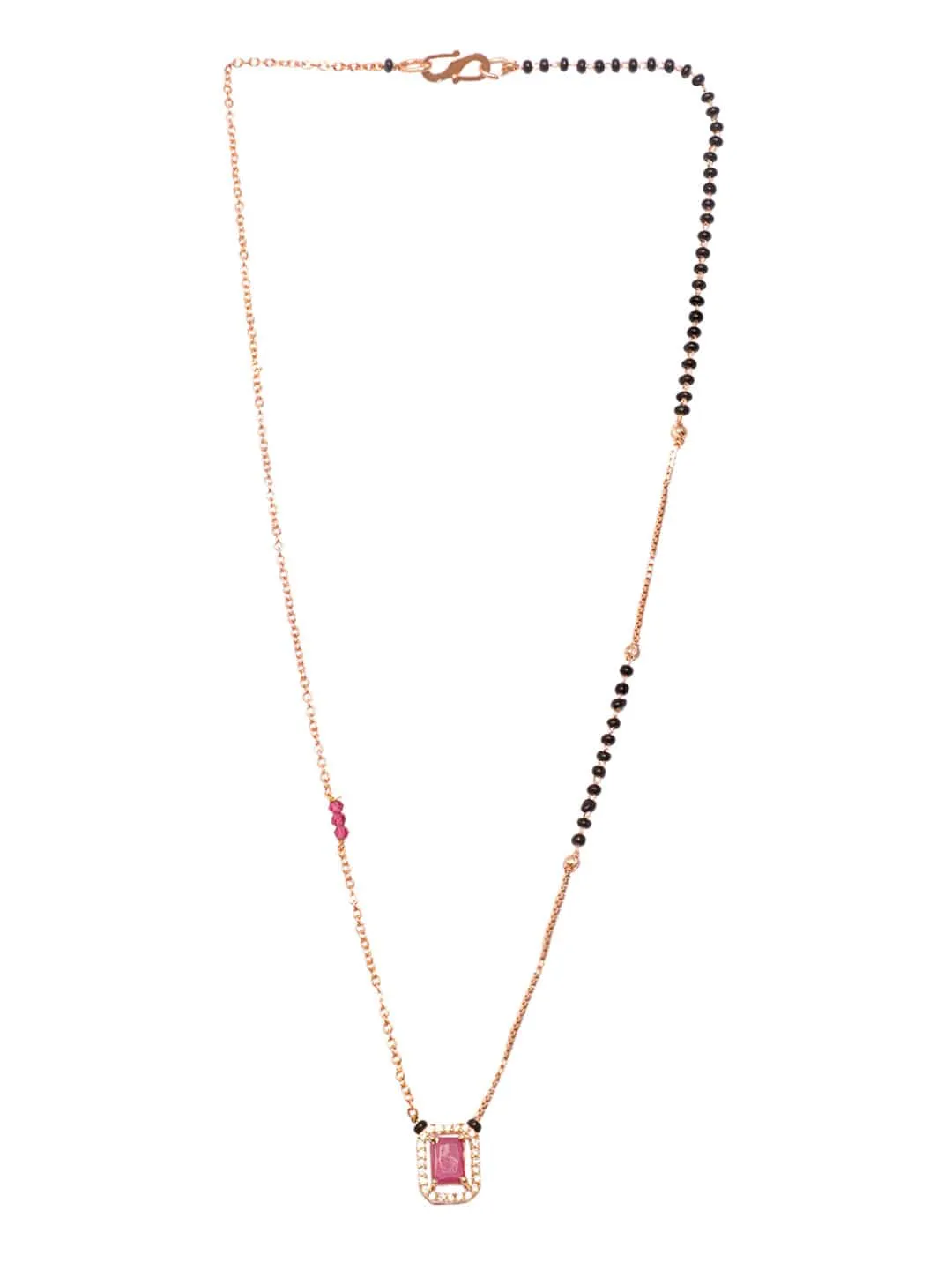 Rubans Rose Gold Plated Pink Sapphire Studded Zirconia Embellished Mangalsutra