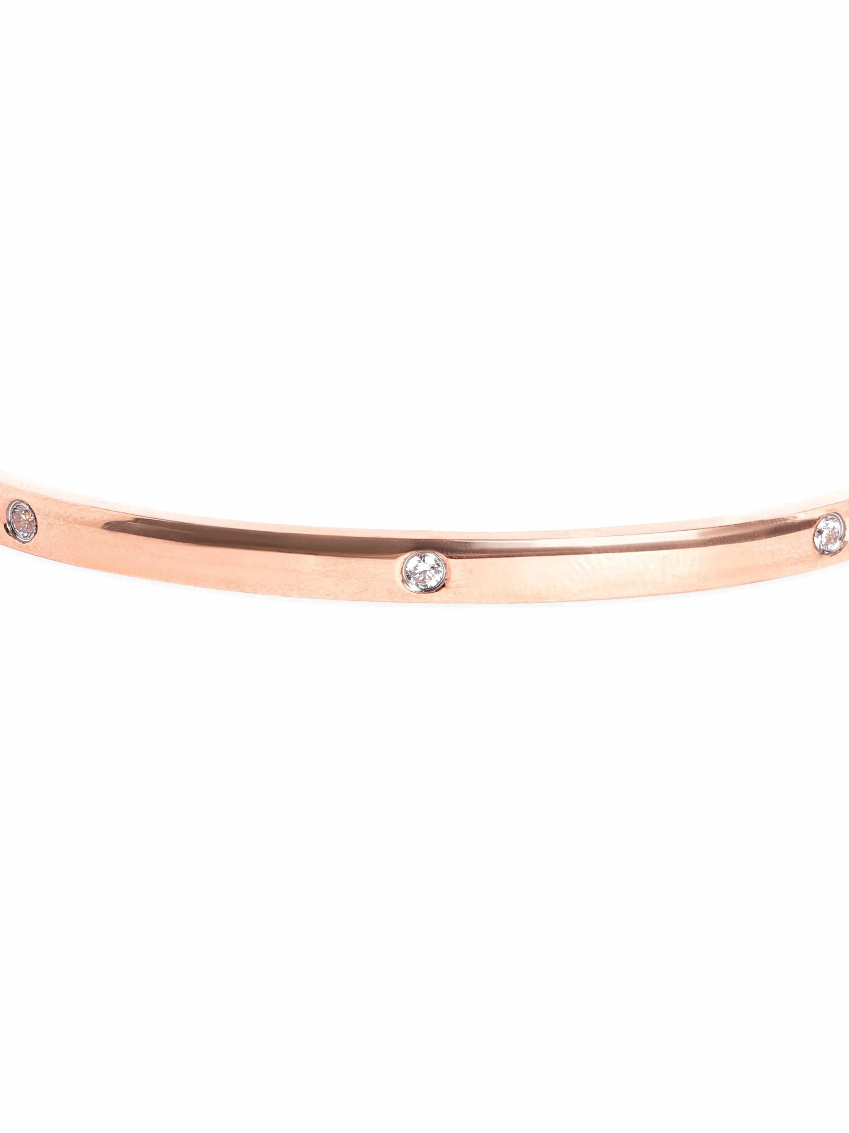 Rubans Voguish Elegant 18K Rose Gold-Plated Zirconia Studded Bracelet Stainless Steel