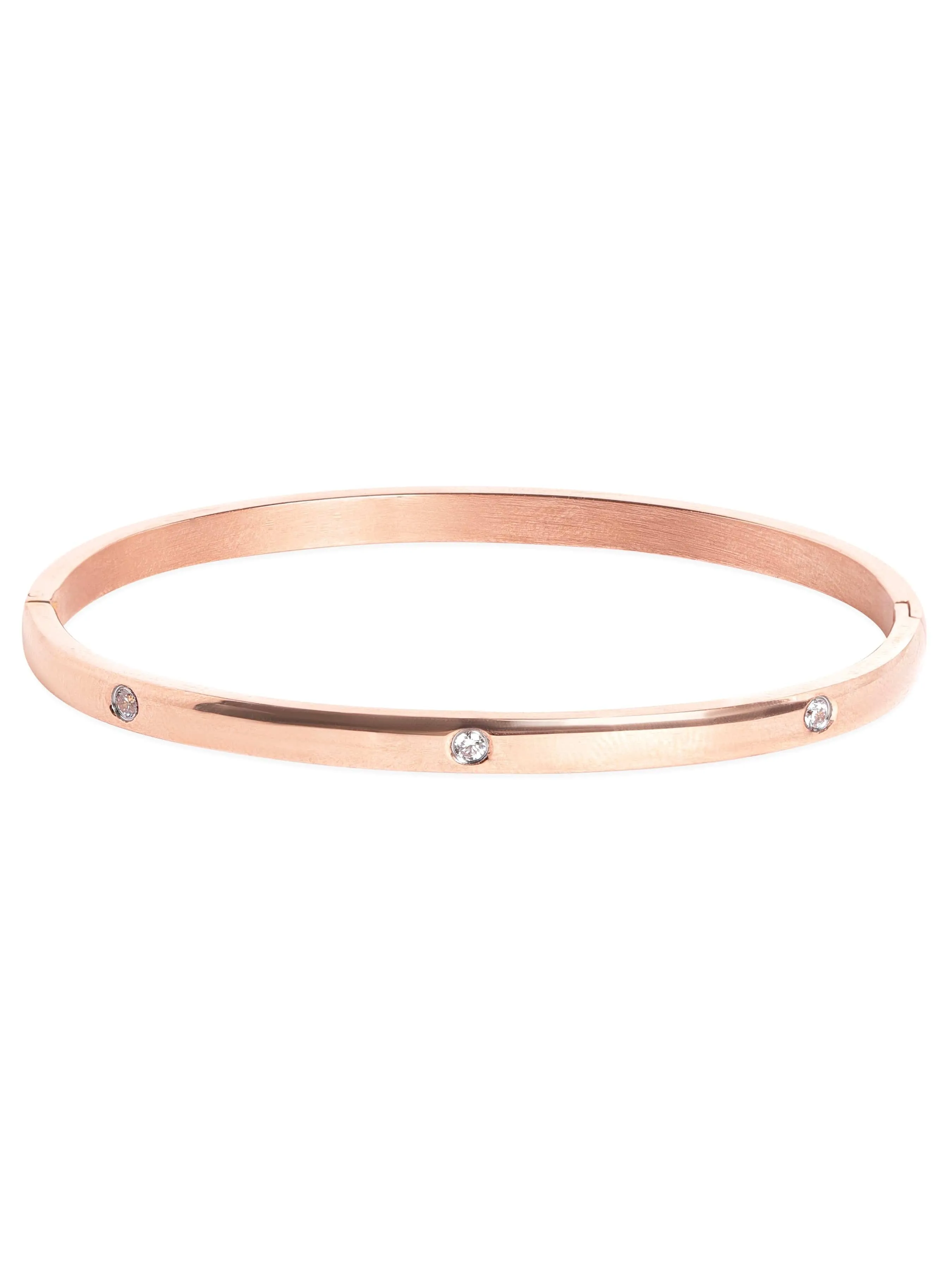 Rubans Voguish Elegant 18K Rose Gold-Plated Zirconia Studded Bracelet Stainless Steel