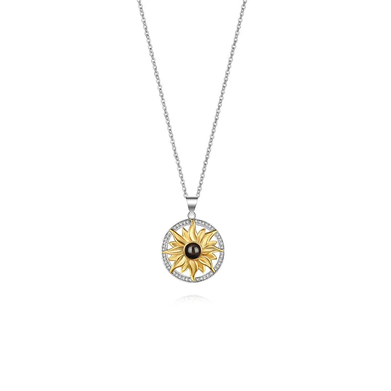 Siciry Personalized Photo Projection Necklace - Sun Flower