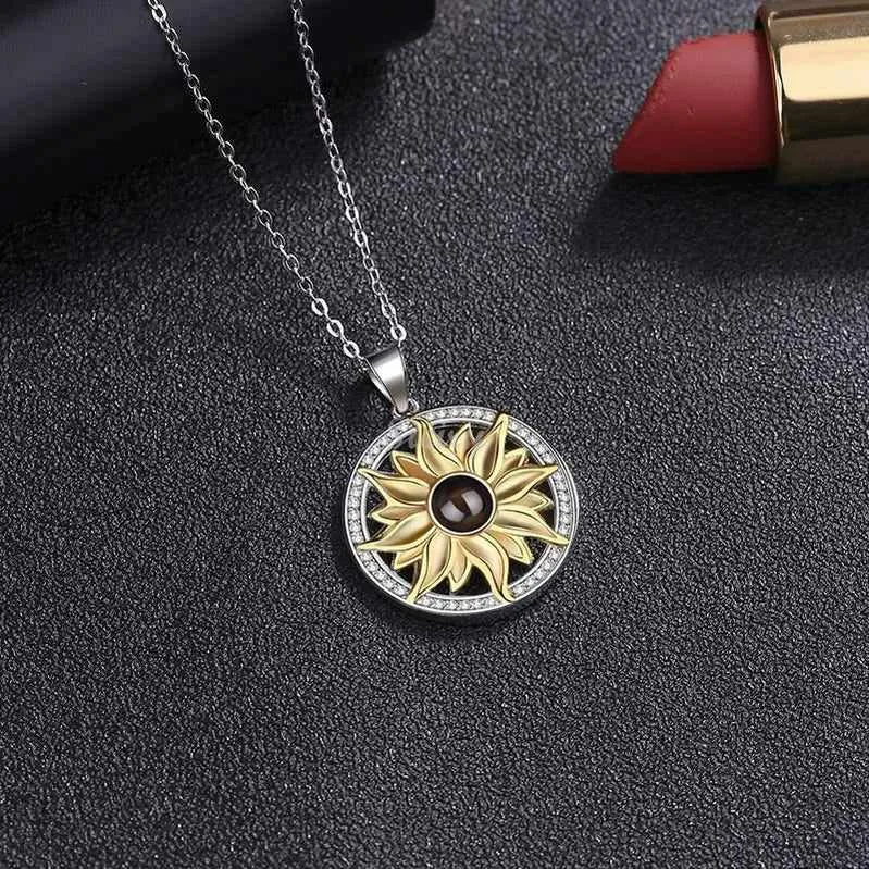 Siciry Personalized Photo Projection Necklace - Sun Flower