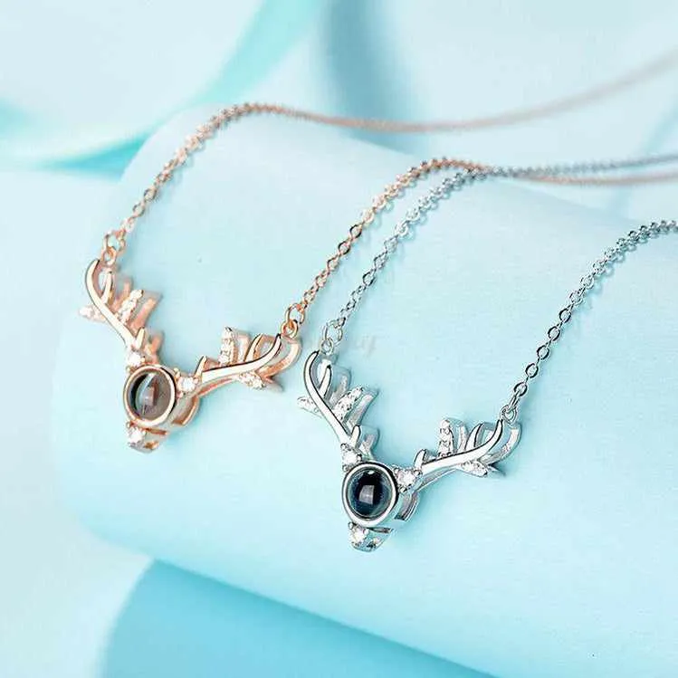 Siciry Personalized Projection Photo Necklace - Antler