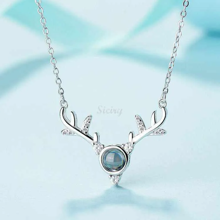 Siciry Personalized Projection Photo Necklace - Antler