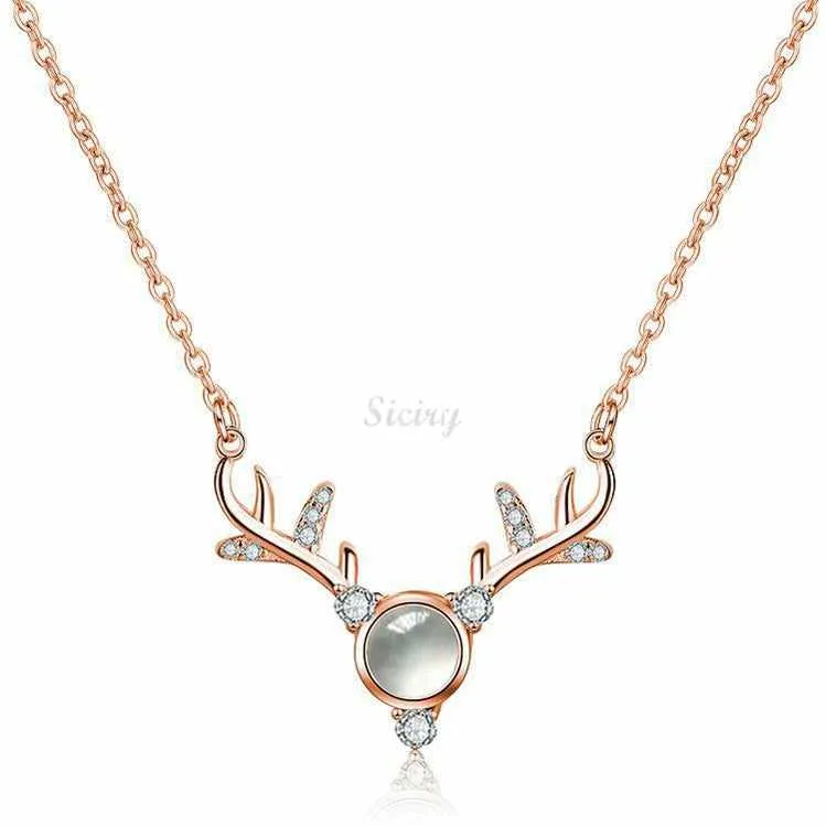 Siciry Personalized Projection Photo Necklace - Antler