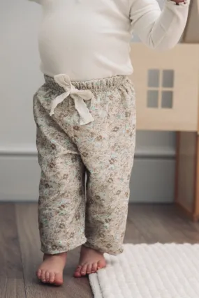 Soft Corduroy Vintage Blue Floral Trouser