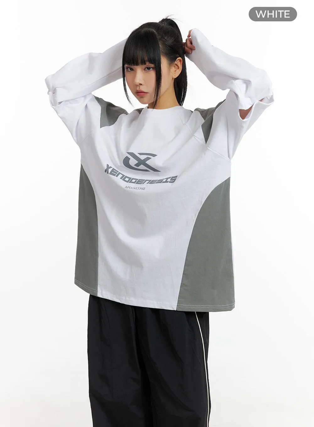 Sporty Two-Tone Oversized Sweatshirt CM407