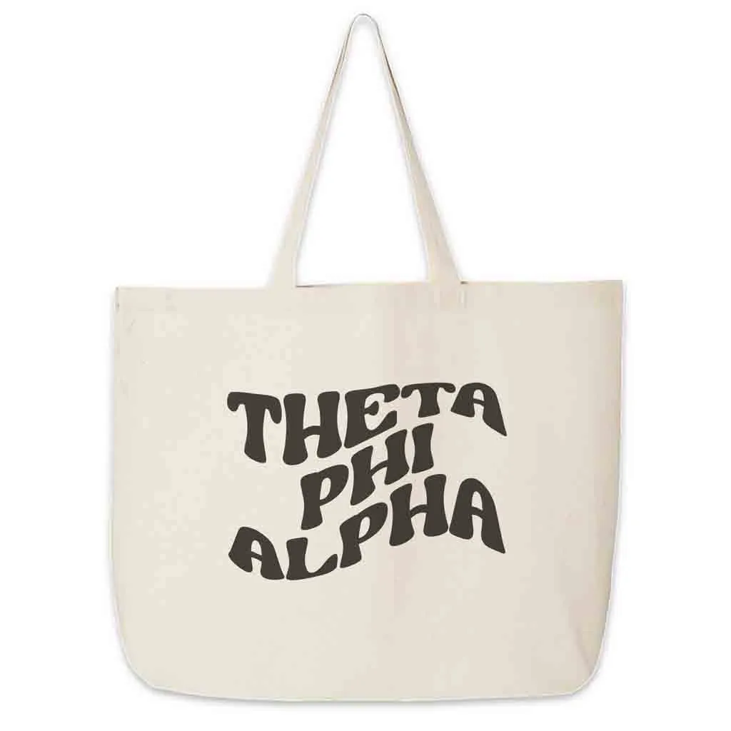 Theta Phi Alpha Large Canvas Sorority Tote Bag with Simple Mod Design