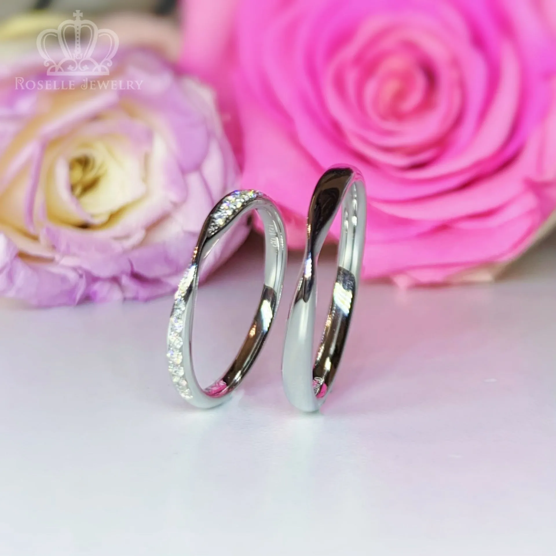 Twist Couple Diamond Wedding Ring Set - WM11