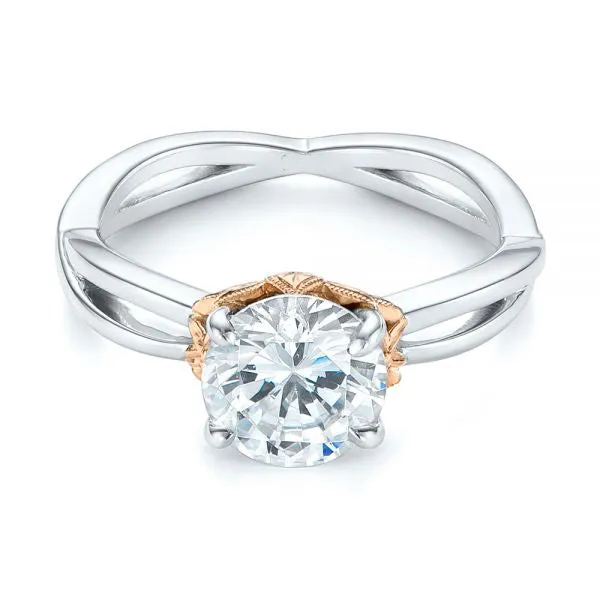 Two Tone Solitaire Diamond Engagement Ring [Setting Only] - EC066