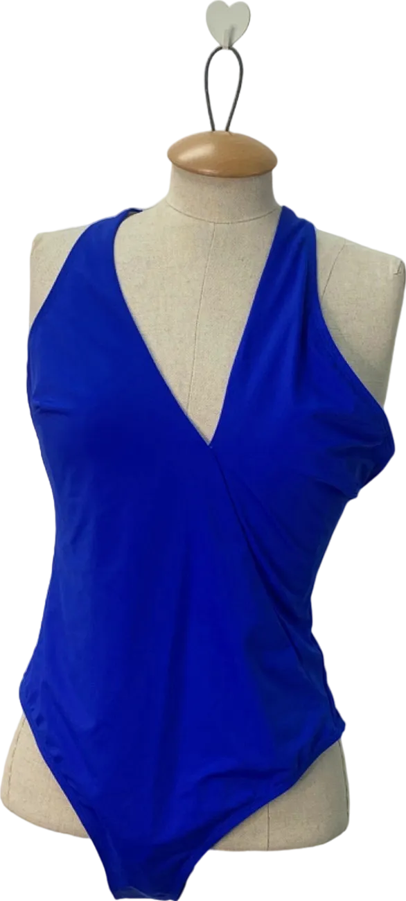 V By Very Blue Cross-Back Wrap Swimsuit UK Size 18