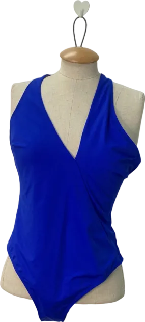 V By Very Blue Cross-Back Wrap Swimsuit UK Size 18