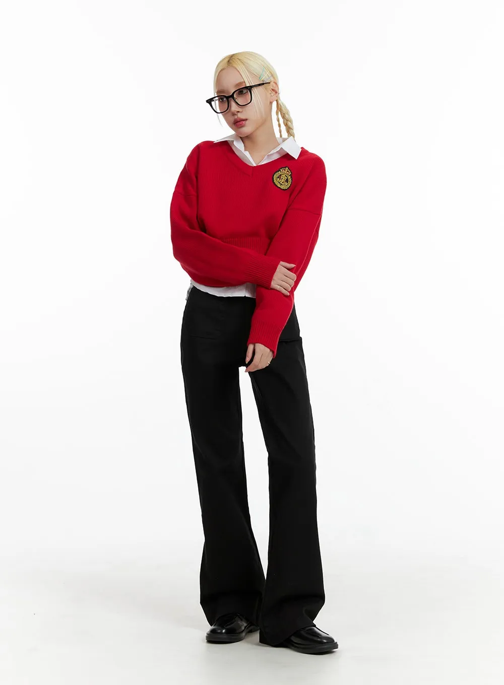 V-Neck Knit Sweater IF408