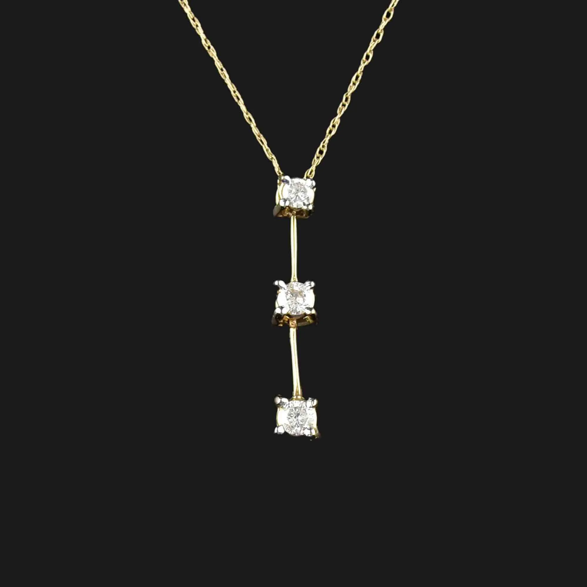 Vintage 10K Gold Diamond Journey Pendant Necklace