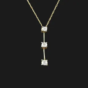 Vintage 10K Gold Diamond Journey Pendant Necklace