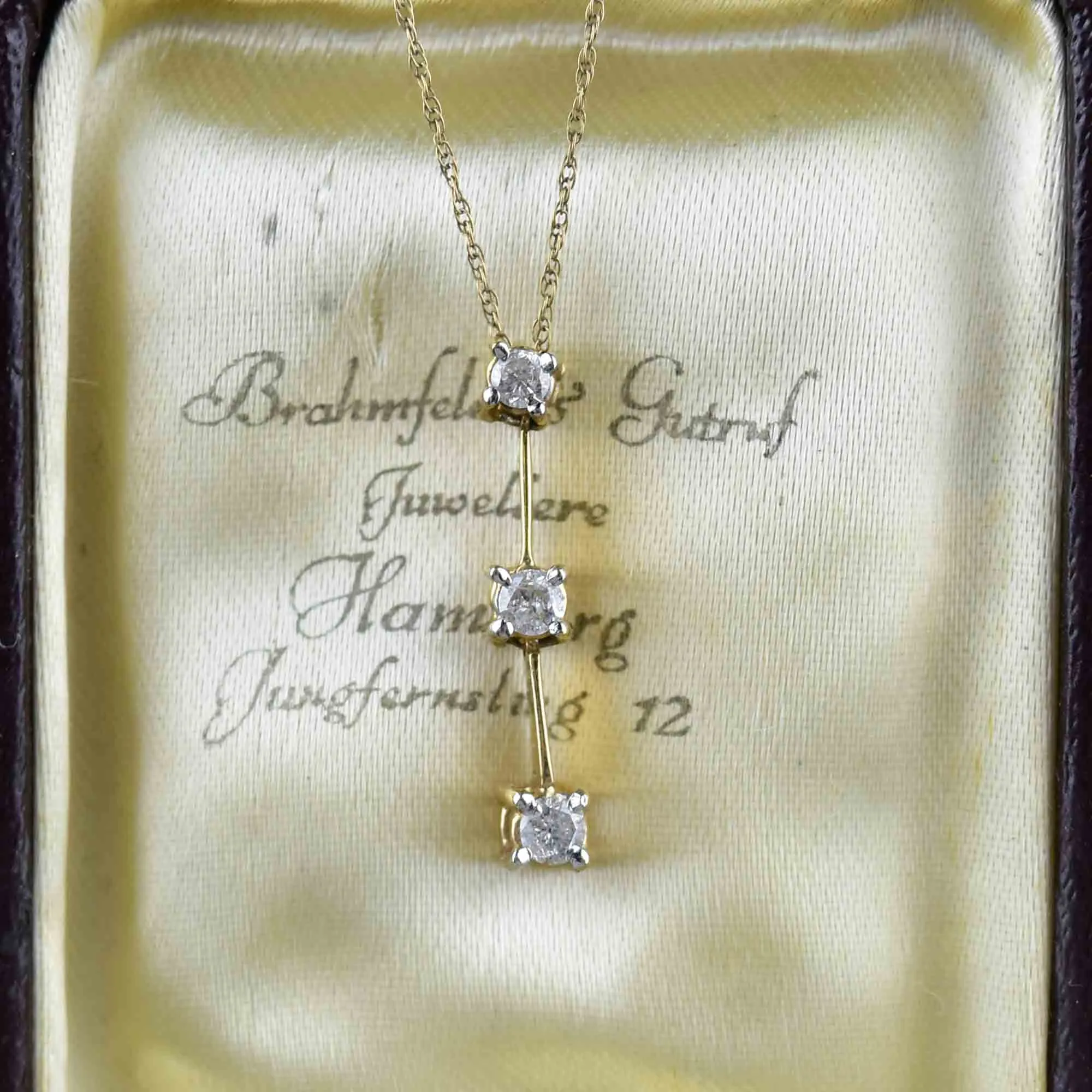 Vintage 10K Gold Diamond Journey Pendant Necklace