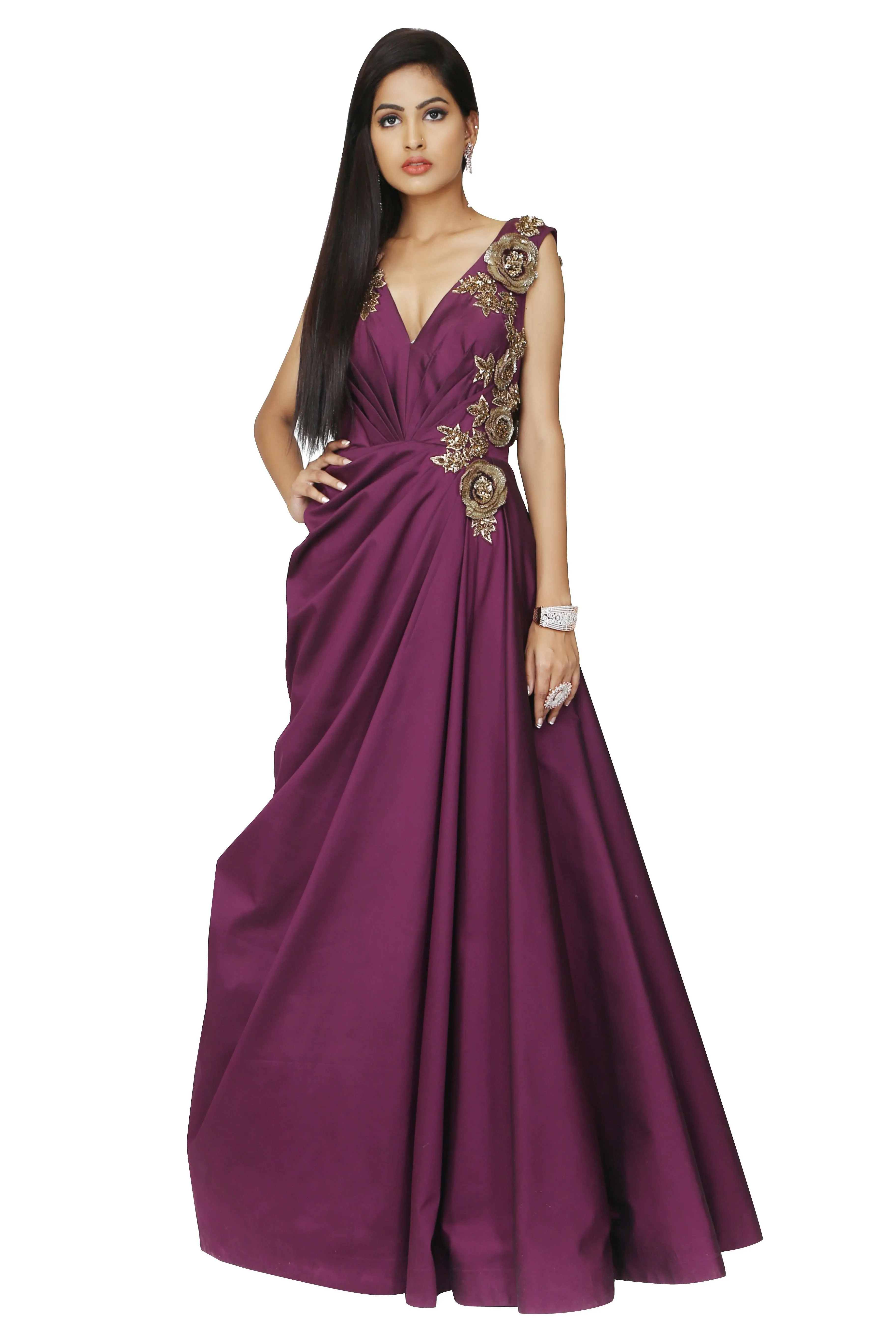 Violet drape gown