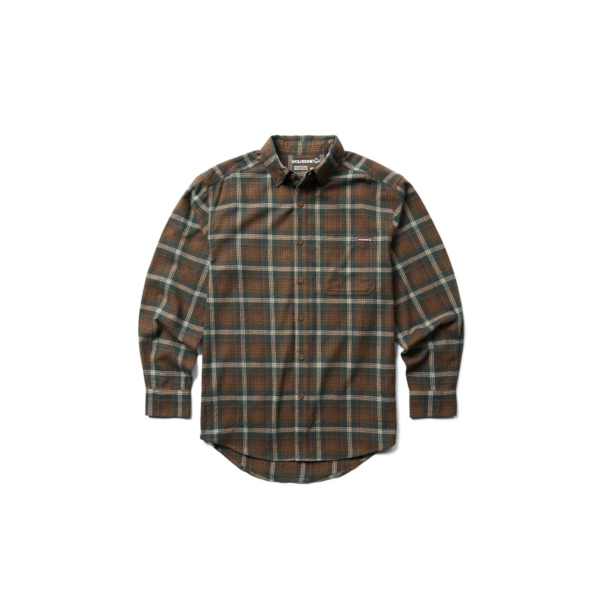 Wolverine Rivet Flannel Work Shirt Chestnut Plaid