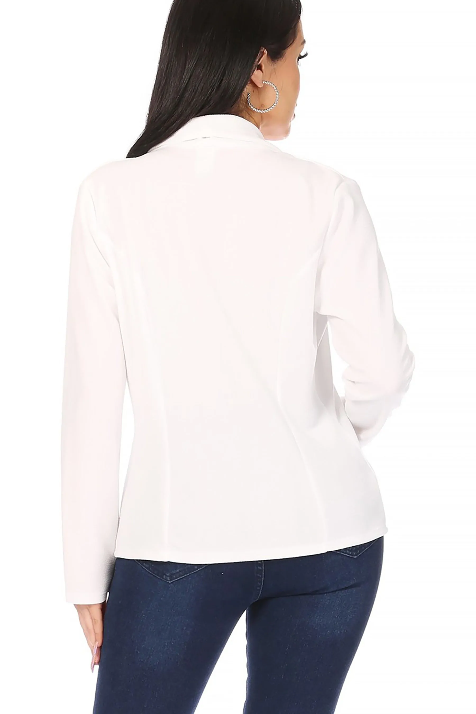 Women's Chic Long Sleeve Fitted Open Blazer Jacket for Casual Office Elegance