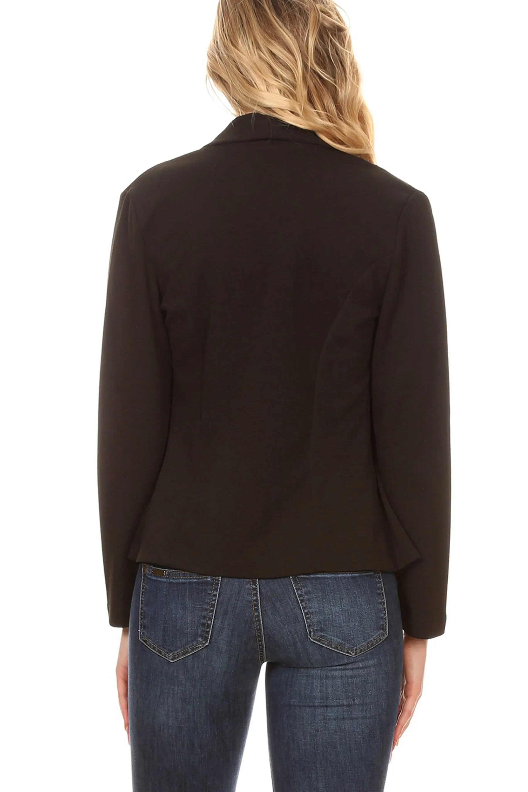 Women's Chic Long Sleeve Fitted Open Blazer Jacket for Casual Office Elegance